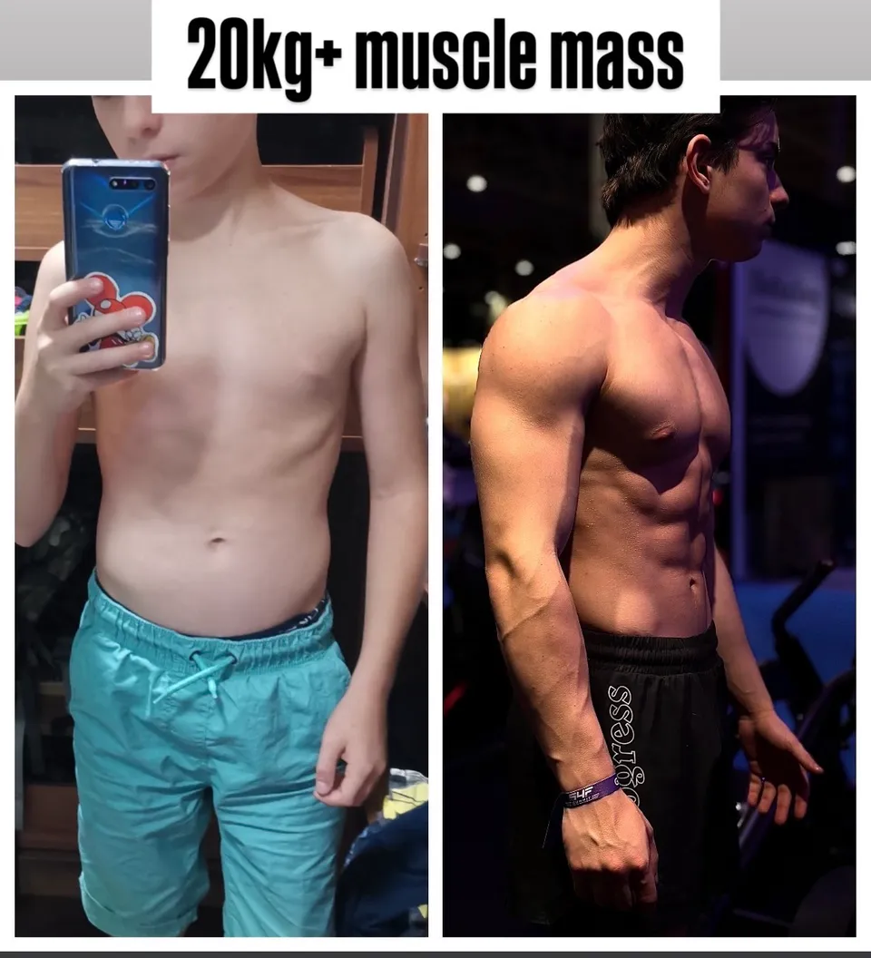 Transformare Gabriel Neshto, peste 20 kg masă musculară