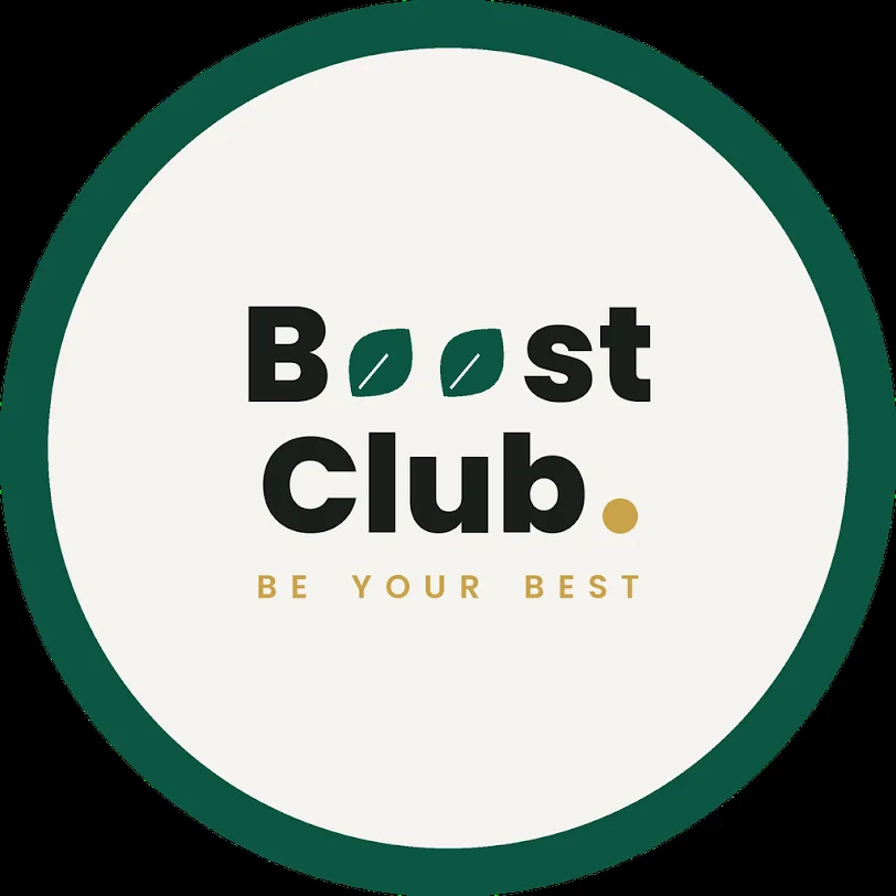 Sigla rotundă Boost Club cu margine verde